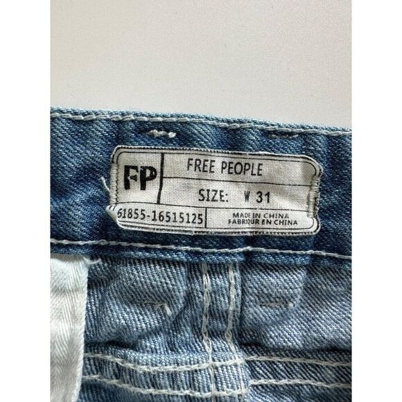 Free People Sweet Surrender High Rise Lace Detail Denim Jean Shorts Sz 31 - Picture 6 of 8
